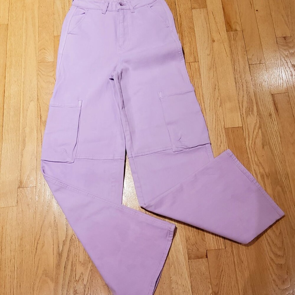 NWOT WARP+WEFT HOU - IN LAVANDER RELAXED WIDE LEG HIGH WAIST JEANS 26"